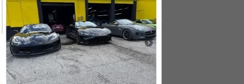 Speedeezz Auto Finish — Corvette, Aston Martin, and Lamborghini outside our Fort Myers body shop